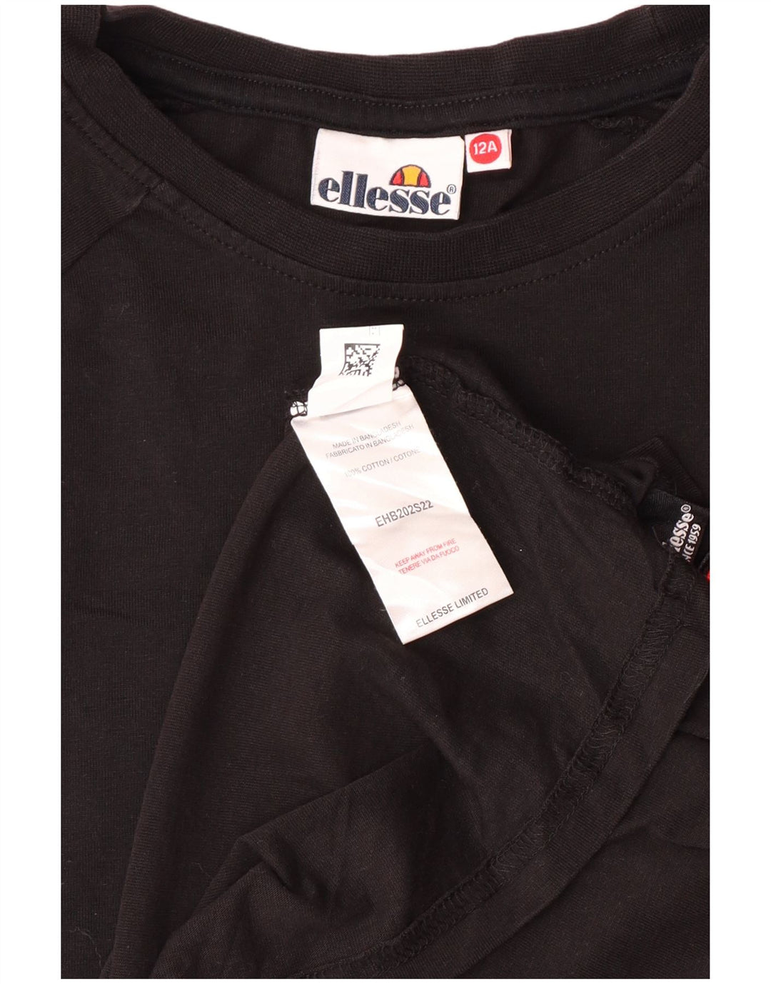Ellesse Boys Grafisk T-Shirt Top 11-12 År Sort Bomuld