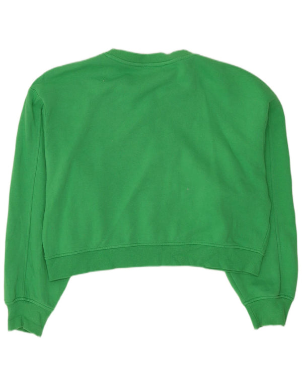 Zara Womens Crop Oversized Sweatshirt Jumper UK 16 Large Green