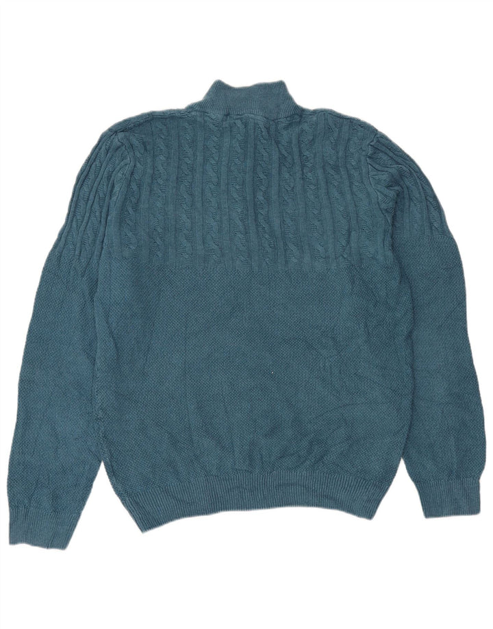 CREW TØJ Herre Zip Neck Jumper Sweater Stor Blå Bomuld