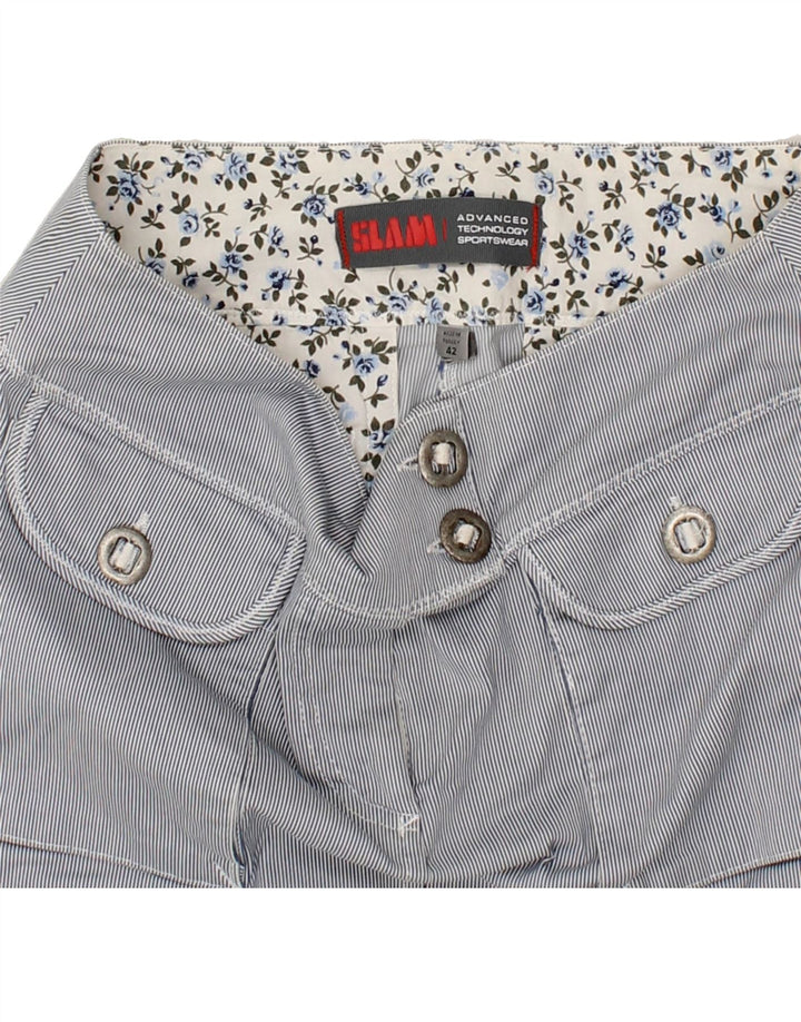 SLAM Womens Straight Skirt IT 42 Medium W32  Grey Pinstripe Cotton Vintage Slam and Second-Hand Slam from Messina Hembry 
