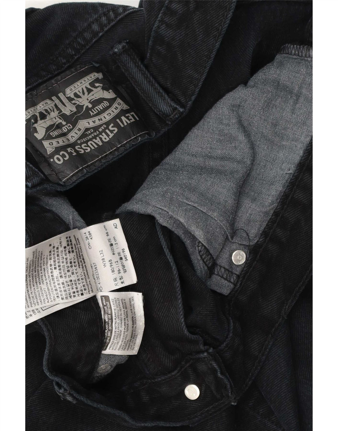 Levi's Men Distressed Straight Jeans W38 L32 Sort Bomuld