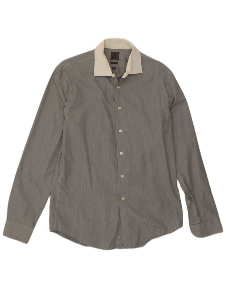 Calvin Klein Herre Formel Skjorte Størrelse 39 15 1/2 Medium Grey Pinstripe