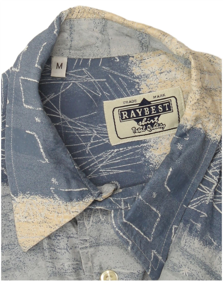 RAYBEST Kortærmet Herreskjorte Medium Blue Geometric