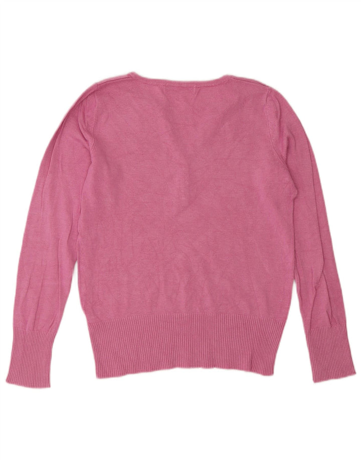 Marks & Spencer Dame Button Neck Jumper Sweater UK 8 Small Pink Viscose