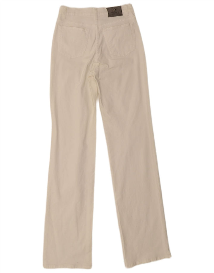 Versace Dame Bootcut Casual Bukser IT 40 Small W26 L33 Hvid Bomuld