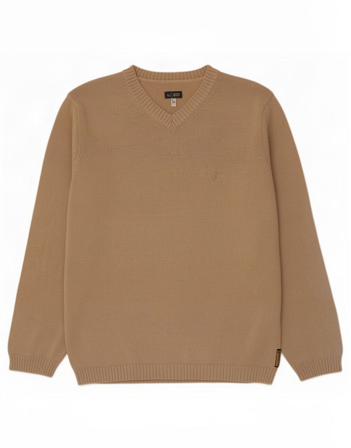 Armani Jeans Herre V-hals sweater Medium Beige Bomuld