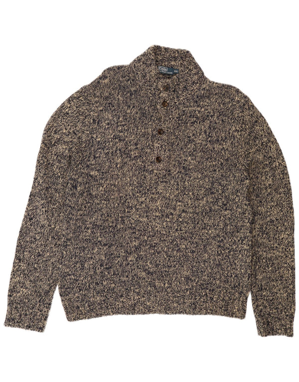 POLO RALPH LAUREN Herre trøje med knaphals 2XL Grå Flecked Bomuld