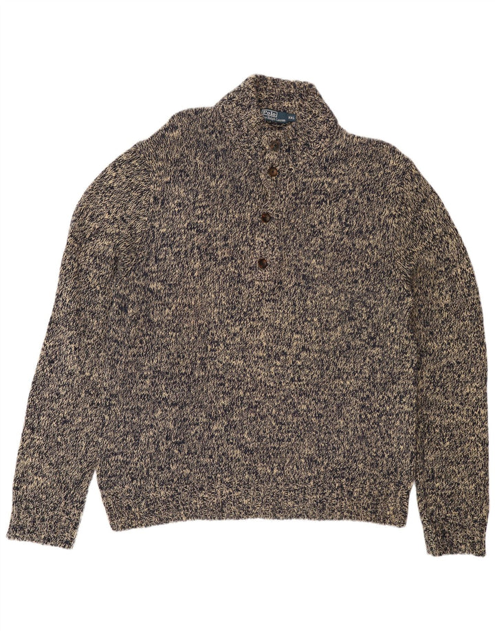 POLO RALPH LAUREN Herre trøje med knaphals 2XL Grå Flecked Bomuld