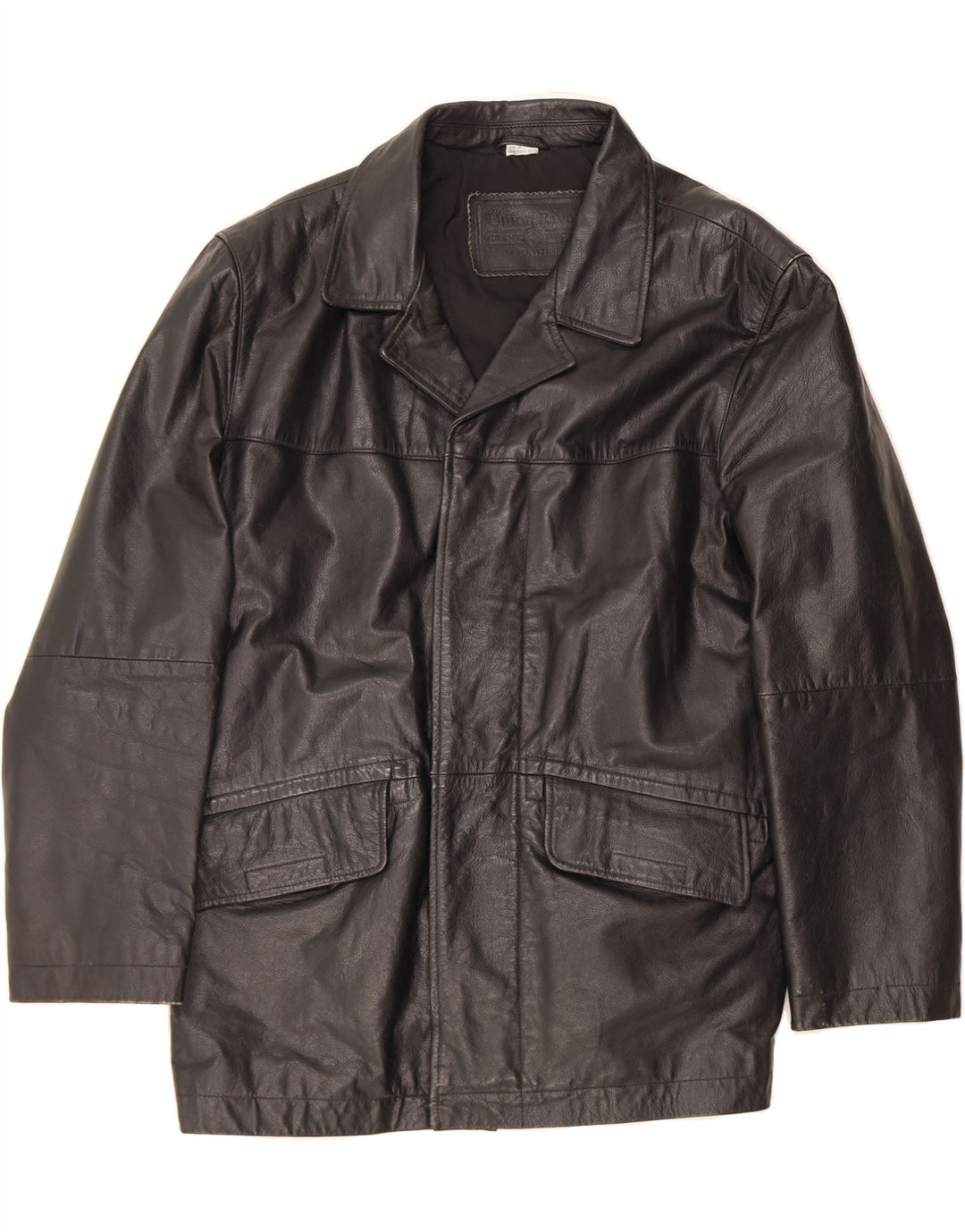 UNION RIVER Mens Leather Jacket UK 40 Large Black Leather Vintage Union River and Second-Hand Union River from Messina Hembry 