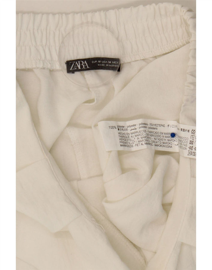 Zara Dame Loose Fit Chino Bukser Medium W28 L25 Hvid Polyester