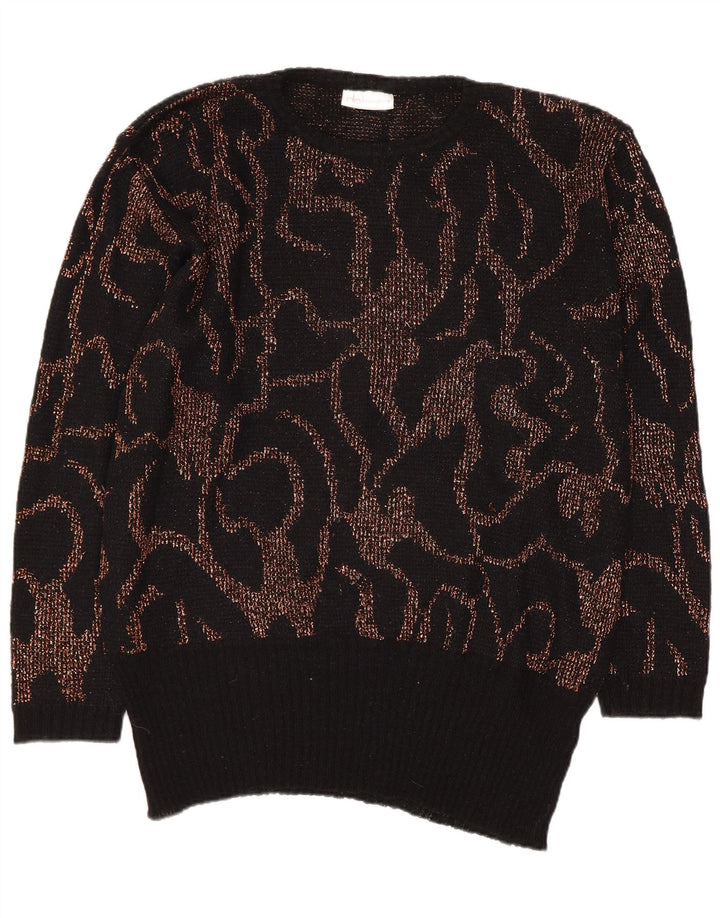 Dolores Dame Abstrakt Mønster Boat Neck Jumper Sweater EU 40 Medium Sort
