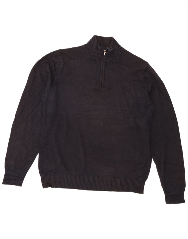 Marks & Spencer Herre sweater med lynlåshals mellem marineblå bomuld