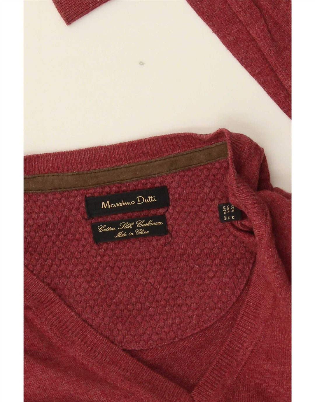 Massimo Dutti Herre V-hals sweater Medium Bourgogne bomuld