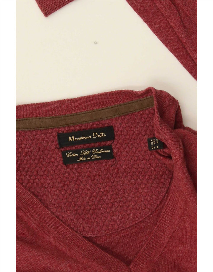 Massimo Dutti Herre V-hals sweater Medium Bourgogne bomuld
