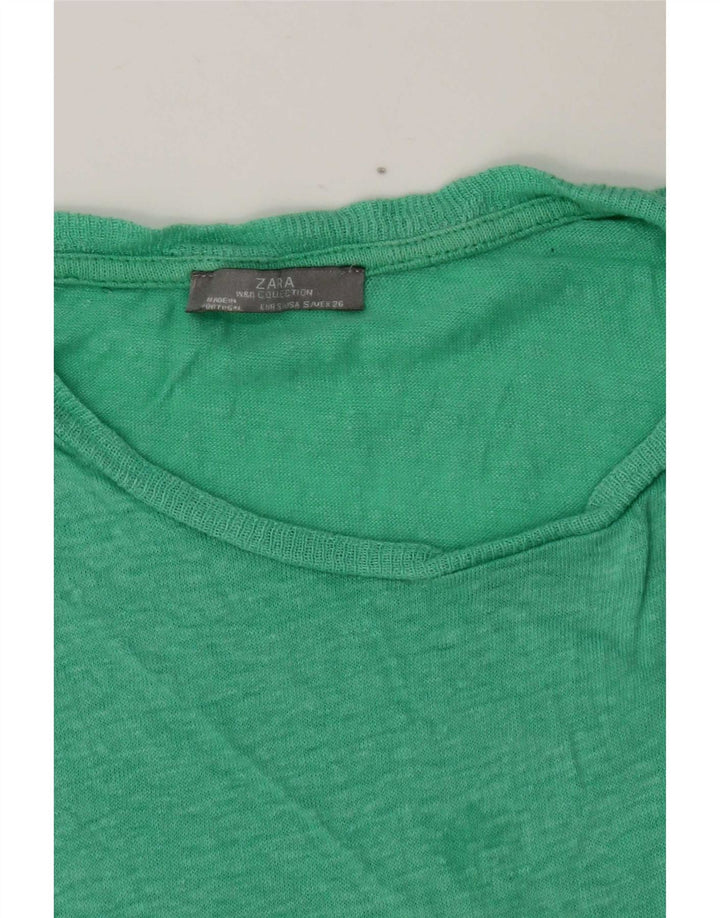 Zara Dame T-Shirt Top UK 10 Lille Grøn