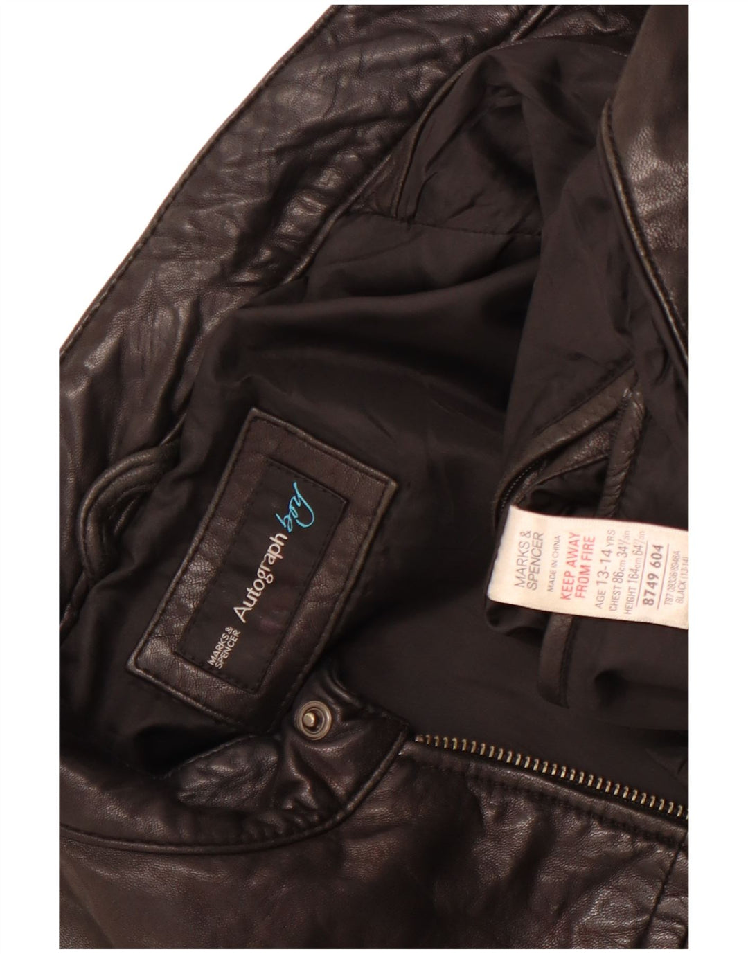 Marks & Spencer Boys autograf læderjakke 13-14 år sort læder