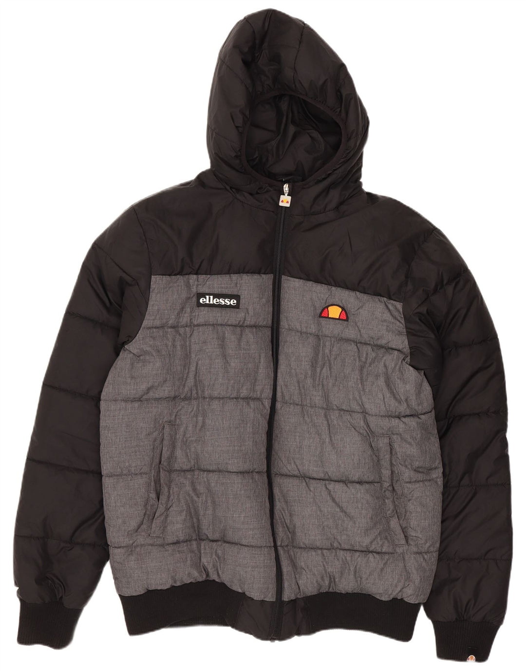 Ellesse Herre hættepolstret jakke UK 40 Large Black Colourblock Polyamid
