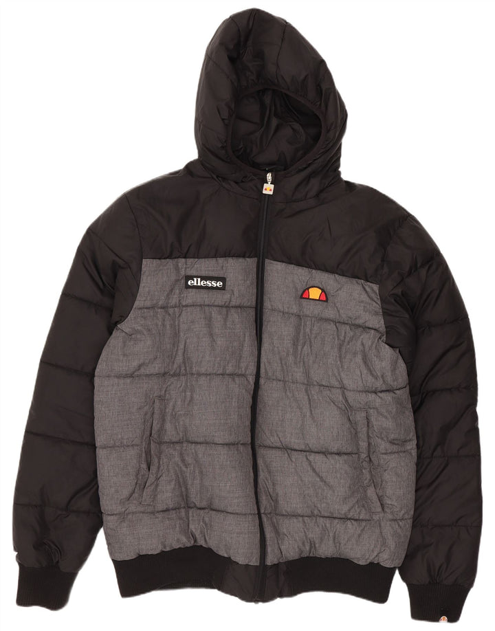 Ellesse Herre hættepolstret jakke UK 40 Large Black Colourblock Polyamid