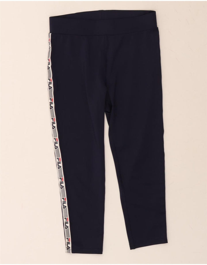 FILA Womens Graphic Leggings UK 10 Small  Navy Blue Polyester Vintage Fila and Second-Hand Fila from Messina Hembry 