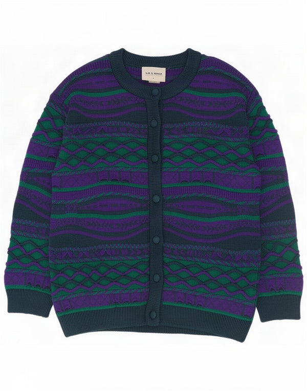 La Dame Dame Cardigan Sweater UK 16 Stor Lilla Geometrisk Akryl