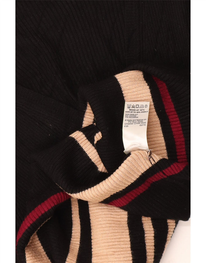 Marks & Spencer Dame V-hals sweater UK 14 Medium Sort Stribet