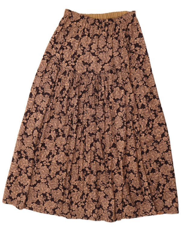 VINTAGE A-line nederdel til kvinder Medium W30 Brown Floral Viscose