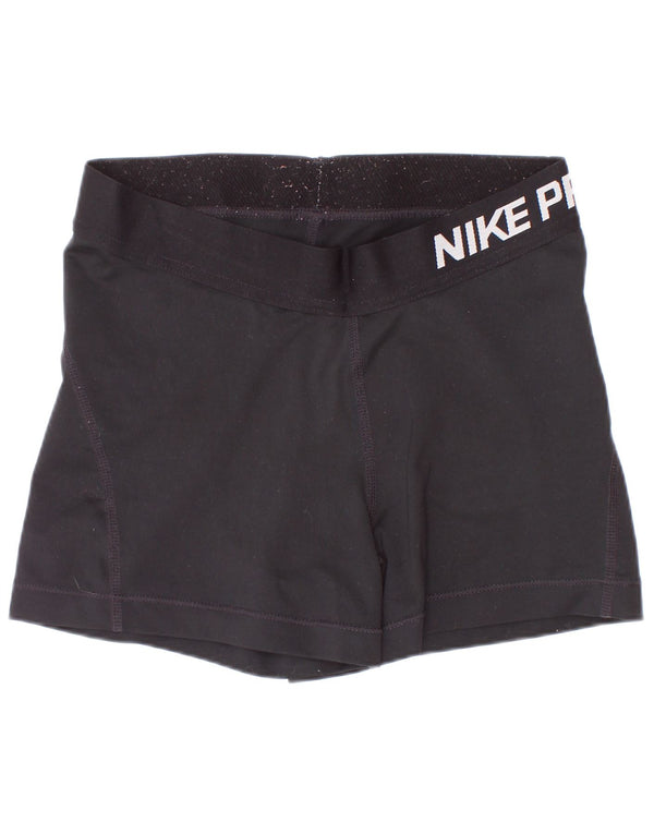 Nike Dame Dri Fit grafiske sportsshorts UK 8 Small Black Polyester