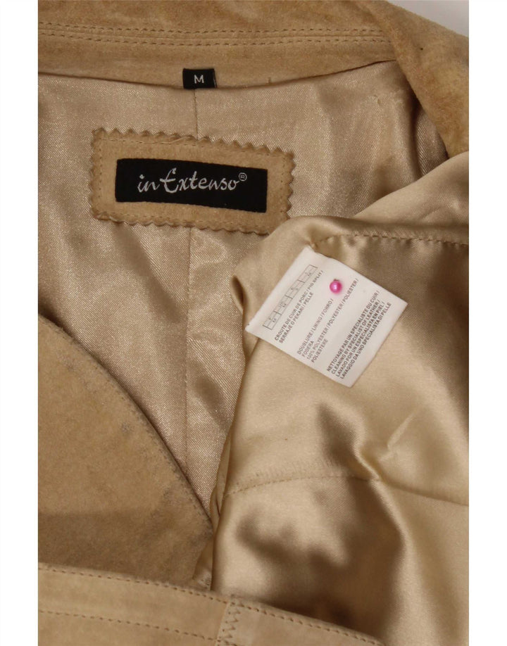 I Extenso Dame 2 Knaps Ruskind Blazer Jacket UK 14 Medium Beige Læder