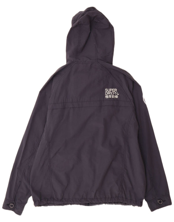 Superdry Windbreaker-jakke med hætte til mænd UK 44 2XL marineblå bomuld