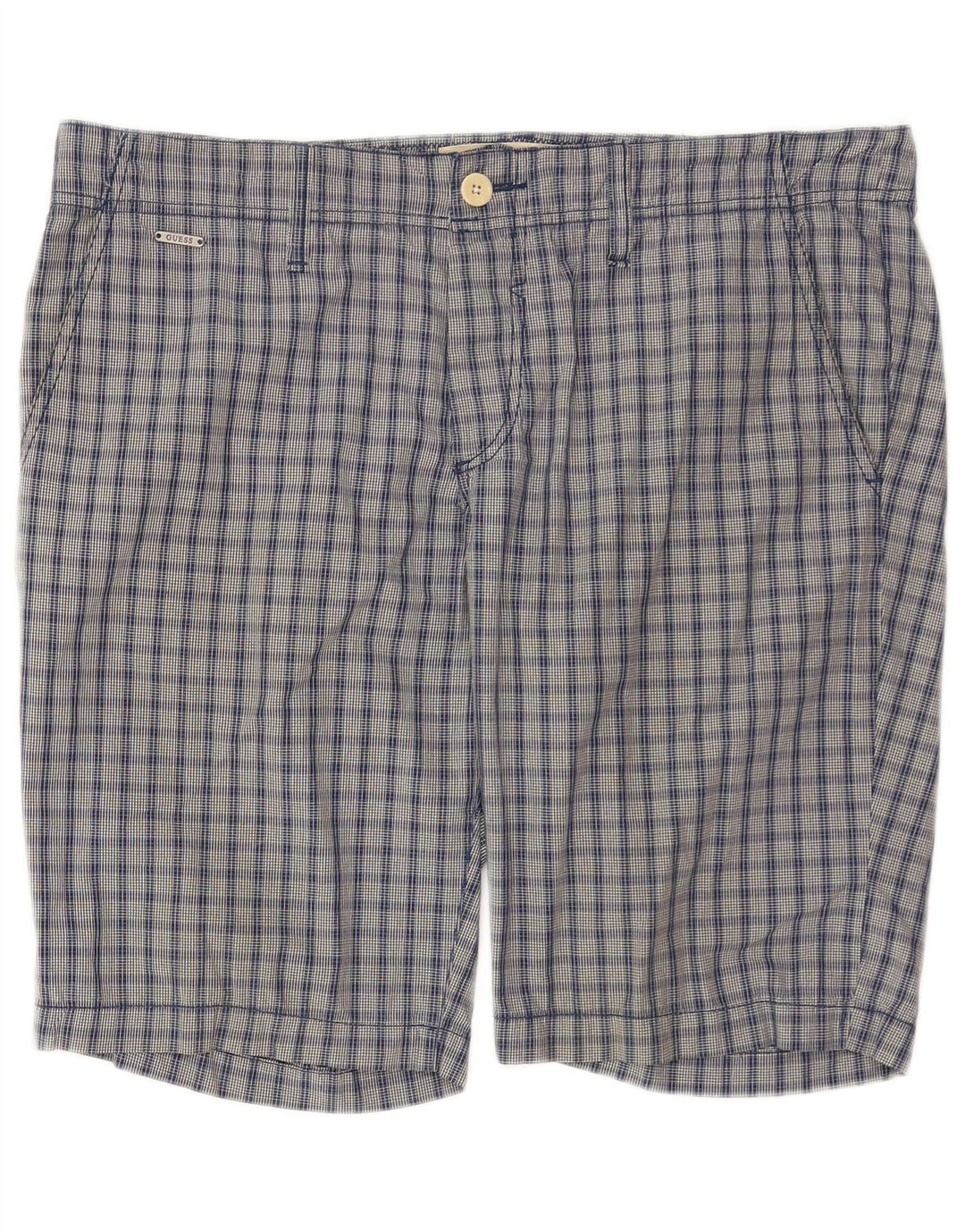 Guess Chino Shorts til mænd W34 Large Blue Ternet Bomuld