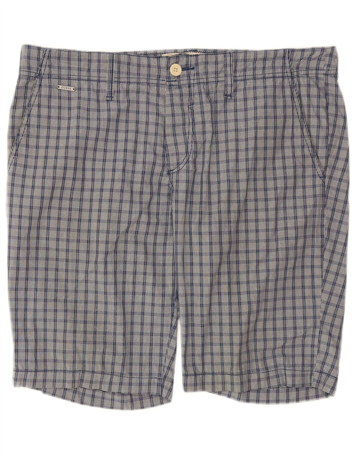 Guess Chino Shorts til mænd W34 Large Blue Ternet Bomuld