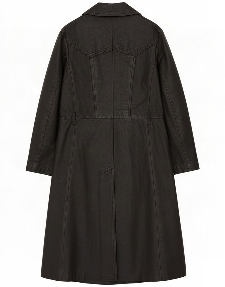 Vintage kvinders læder trenchcoat UK 10 Small Black