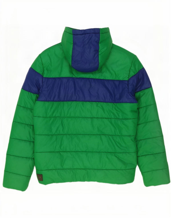 Puma Polstret jakke med hætte til mænd UK 40 Large Green Colourblock Polyester