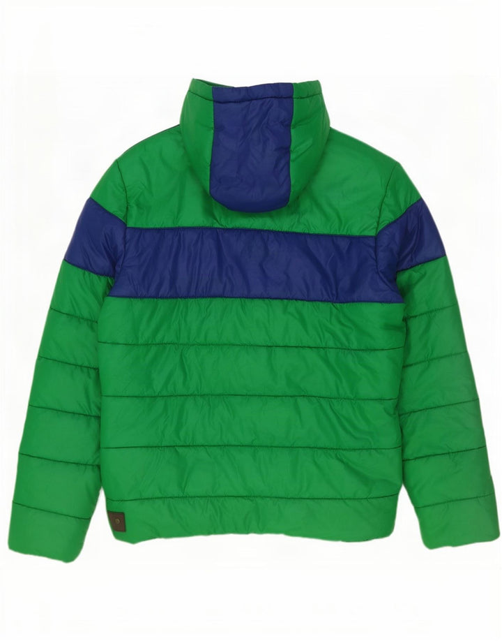 Puma Polstret jakke med hætte til mænd UK 40 Large Green Colourblock Polyester