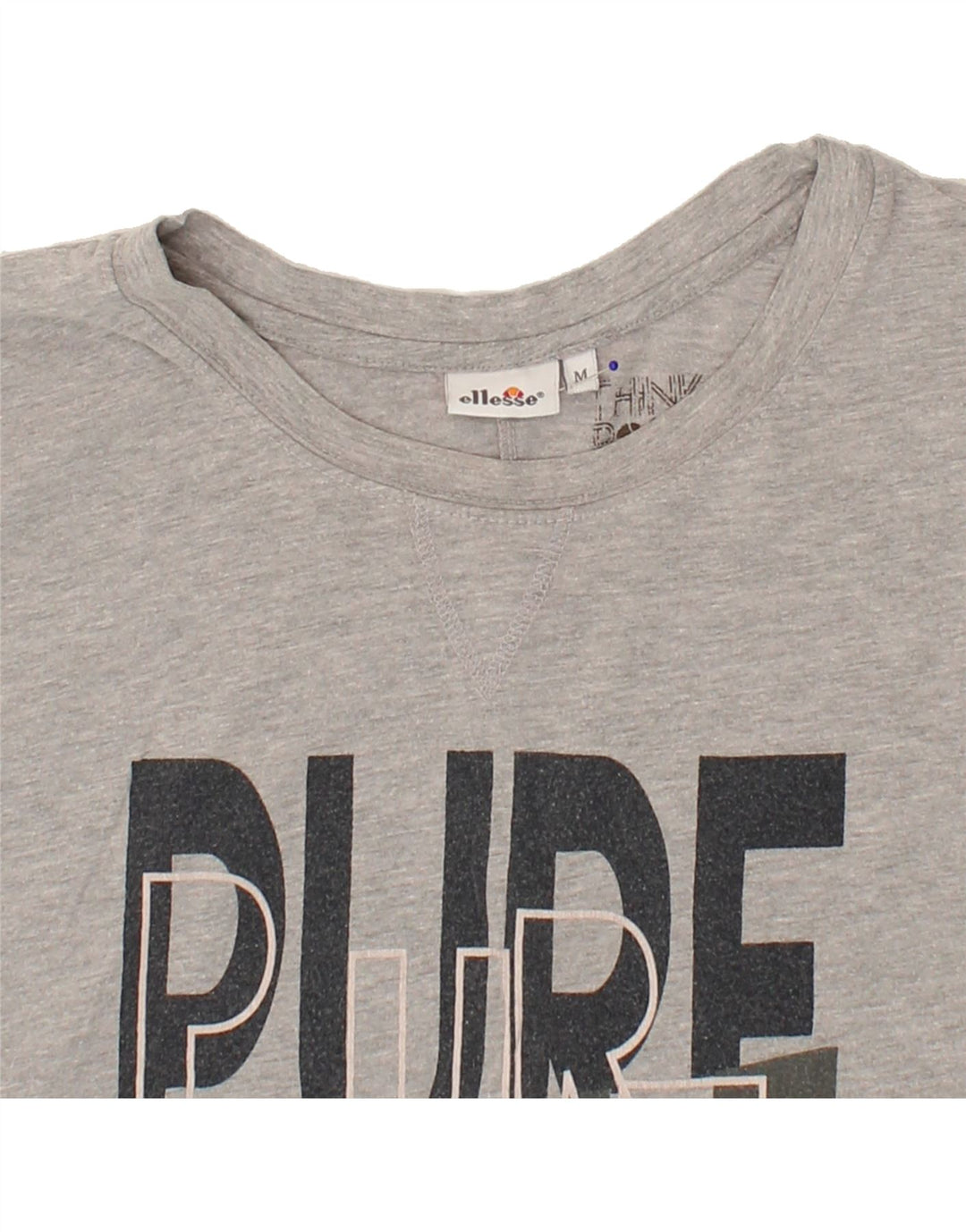 ELLESSE Womens Graphic T-Shirt Top UK 14 Medium Grey Cotton Vintage Ellesse and Second-Hand Ellesse from Messina Hembry 