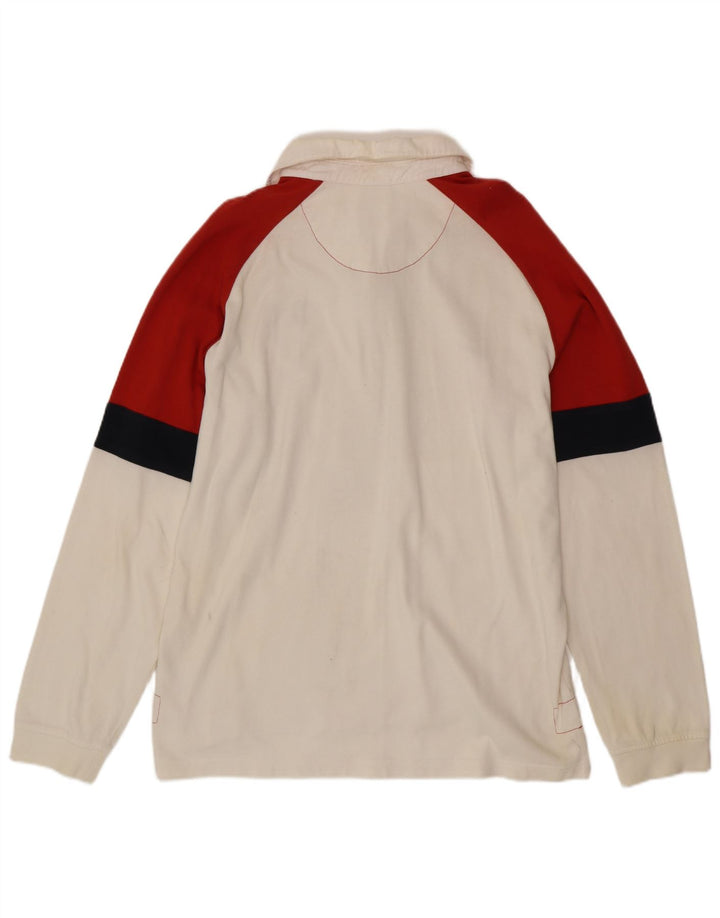 NIKE Langærmet Rugby Polo Shirt UK 45/47 XL Hvid Colourblock