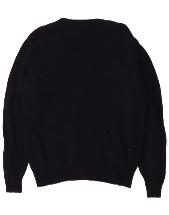 La Martina Herre V-hals trøje Sweater Large Navy Blue Virgin Wool