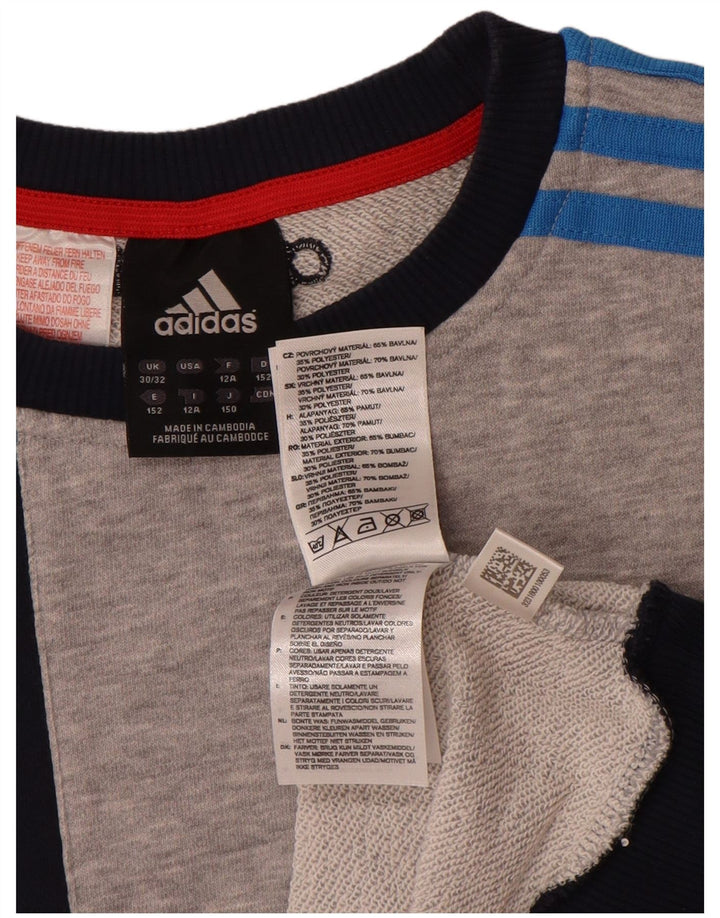 Adidas Boys Graphic Sweatshirt Jumper 11-12 år Grå Colourblock