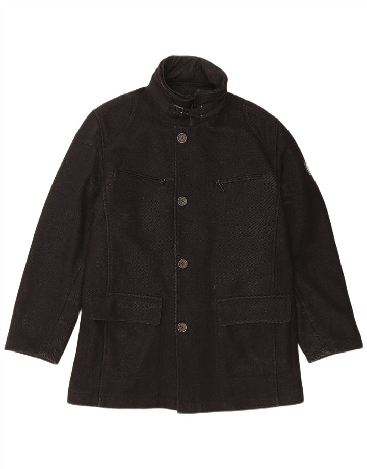 Bugatti Herre Overfrakke EU 54 2XL Sort Virgin Wool