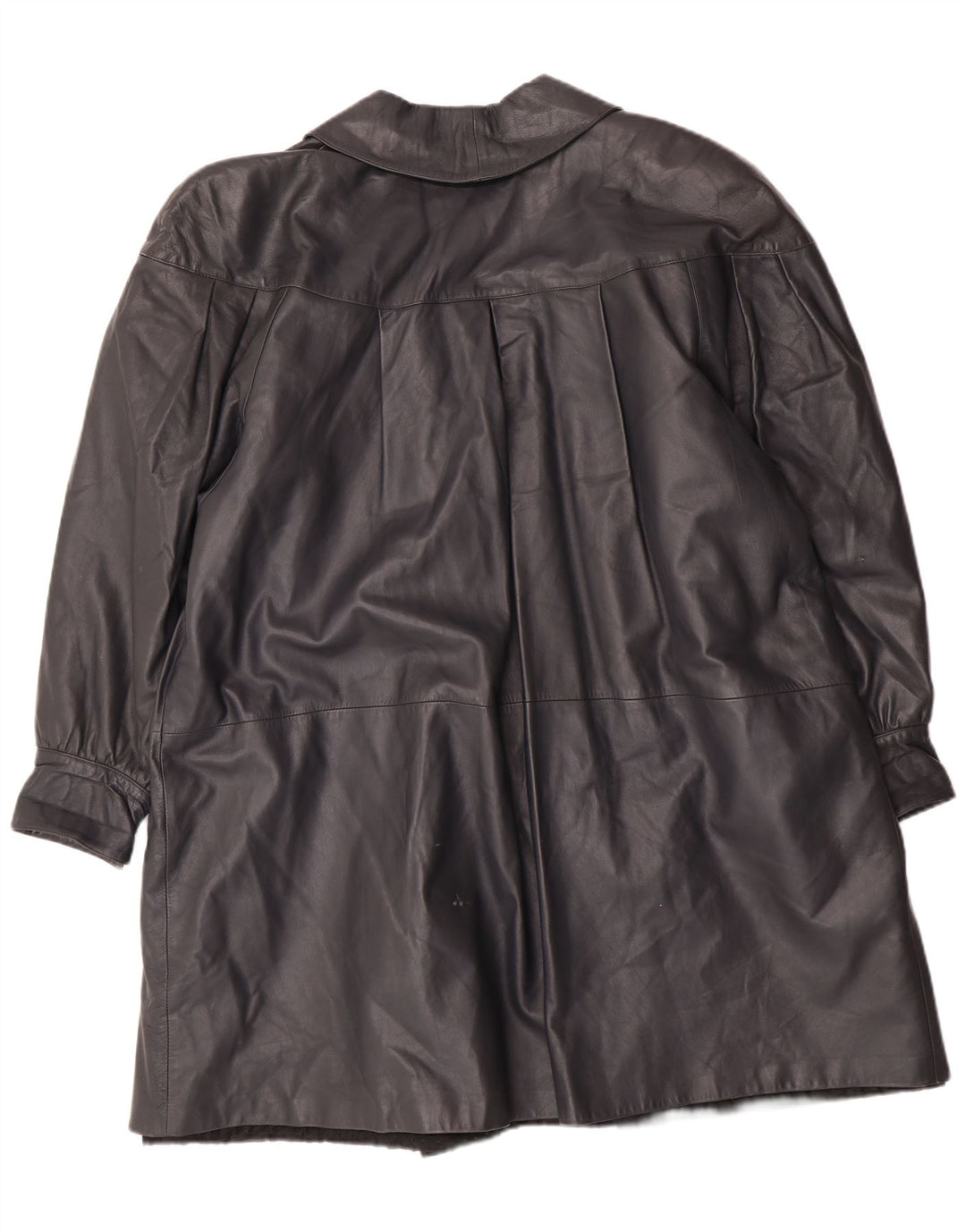 Vintage Dame Oversized Læderfrakke IT 44 Medium Sort Læder Classic