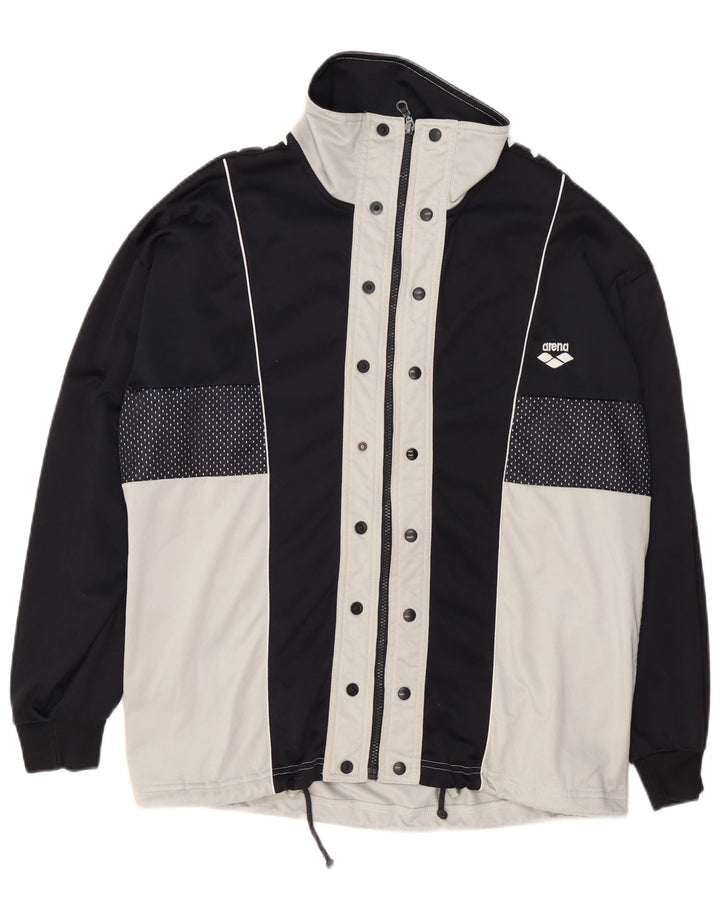 ARENA Mens Graphic Tracksuit Top Jacket Large Black Colourblock