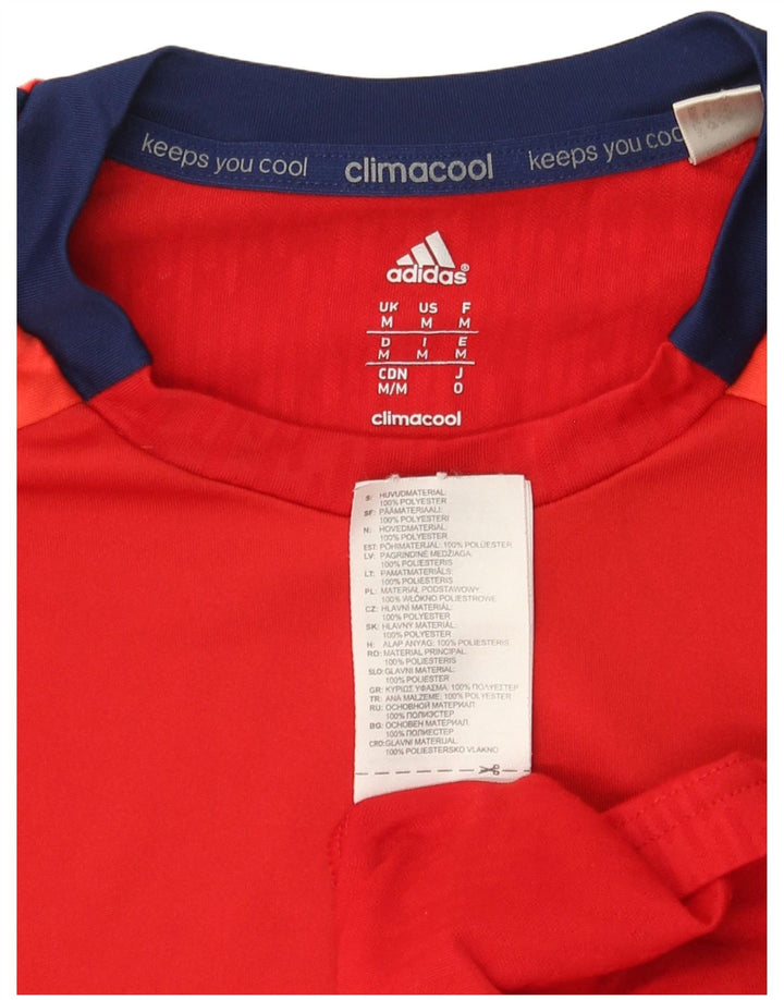 Adidas Herre Climacool T-Shirt Top Medium Rød Colourblock Polyester