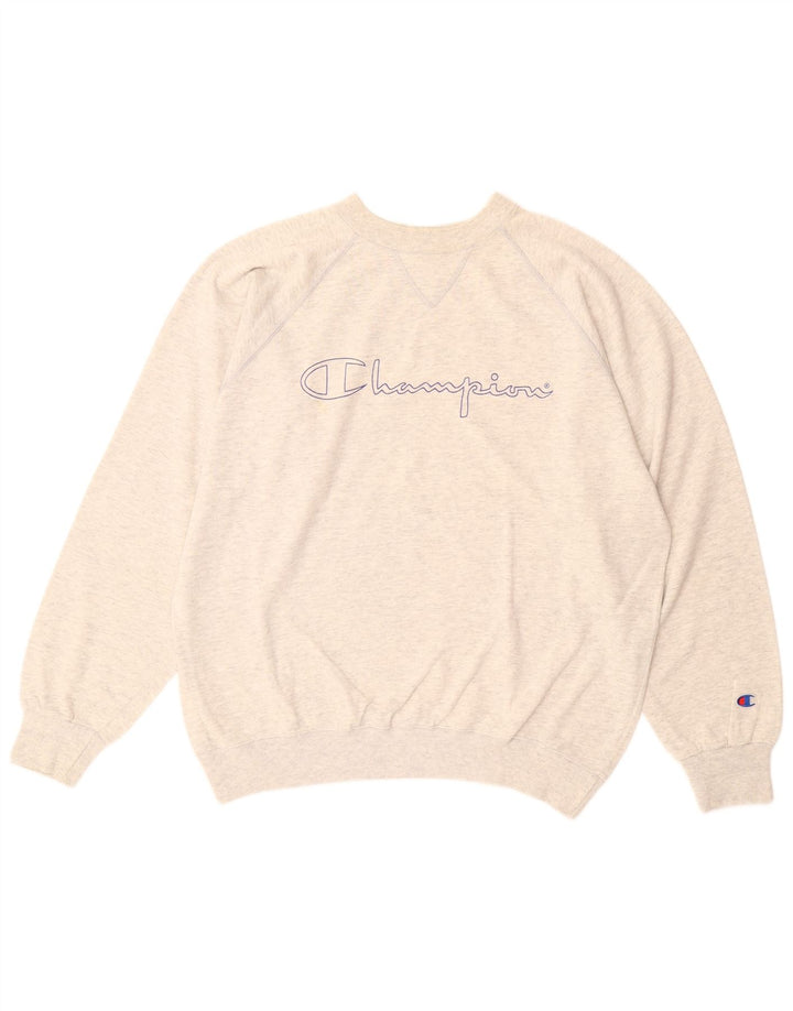 CHAMPION Mens Graphic Sweatshirt Jumper Large Grey Cotton