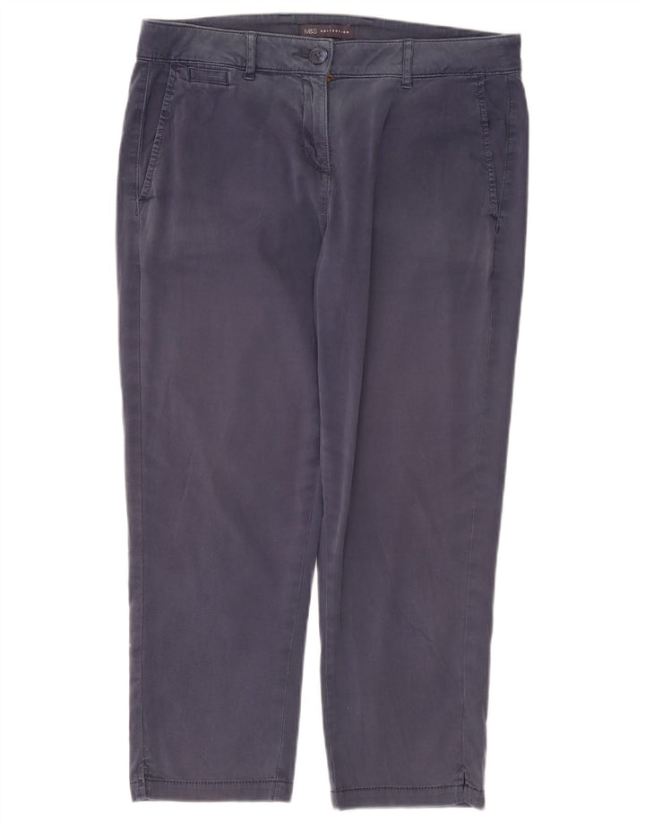 Marks & Spencer Dame Cropped Trousers UK 12 Medium W32 L24 Navy Blue