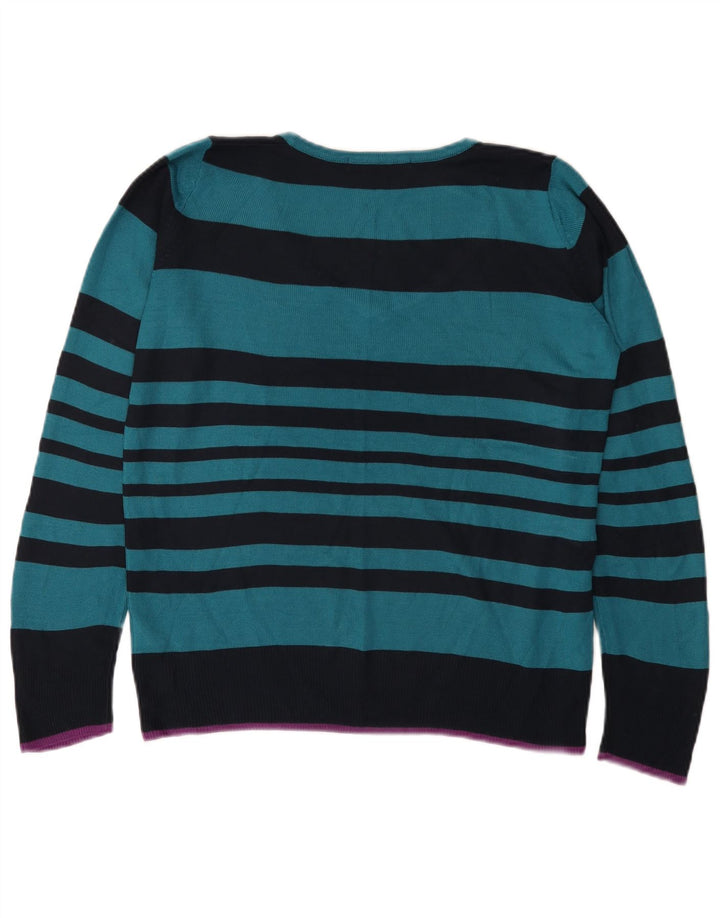 Marks & Spencer Dame V-hals sweater UK 12 Mellem blå stribet