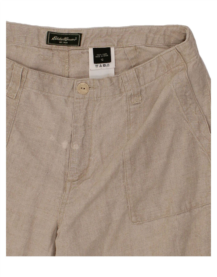 EDDIE BAUER Womens Cargo Trousers US 12 Large W32 L24 Beige Linen Vintage Eddie Bauer and Second-Hand Eddie Bauer from Messina Hembry 