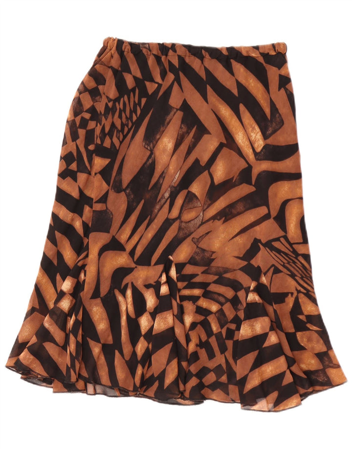 Vintage dame A-line nederdel W26 lille brun geometrisk