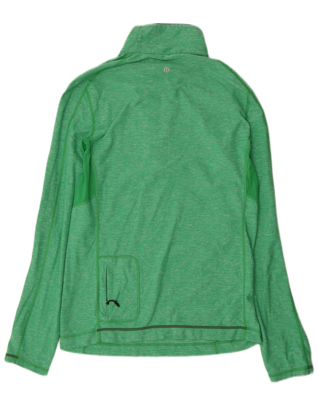 Lululemon Herre Zip Neck Pullover Træningsdragt Top Medium Grøn Flecked Nylon