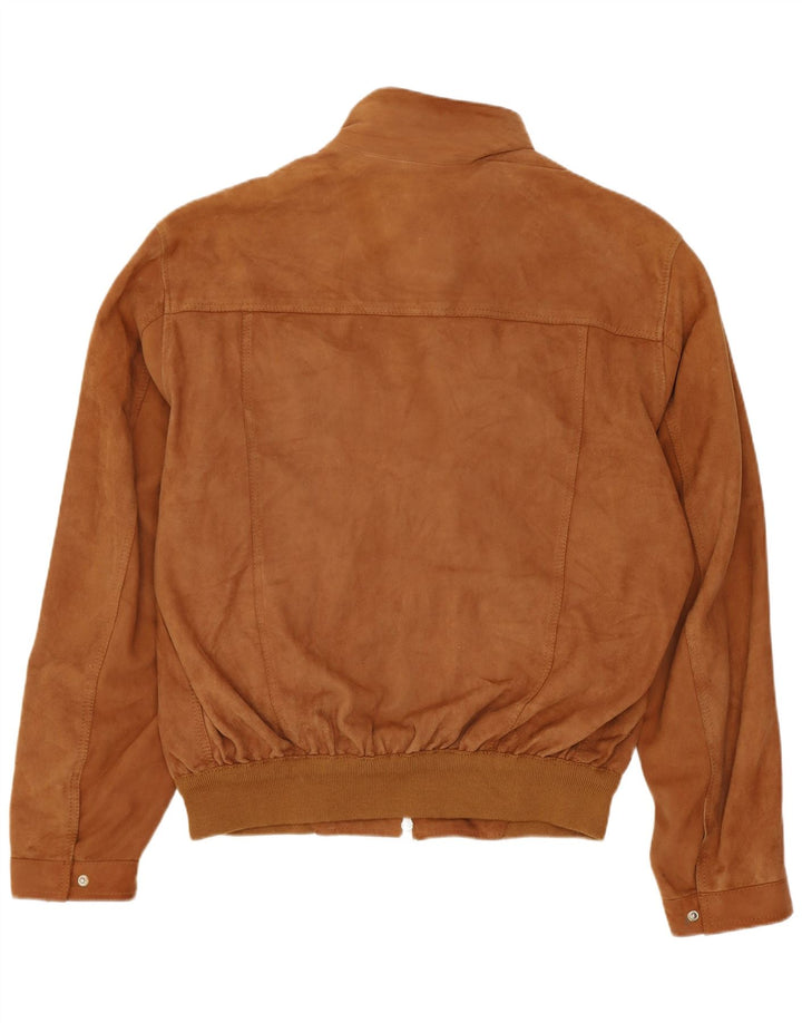 Vintage herre lynlås ruskind bomberjakke UK 38 medium brunt læder
