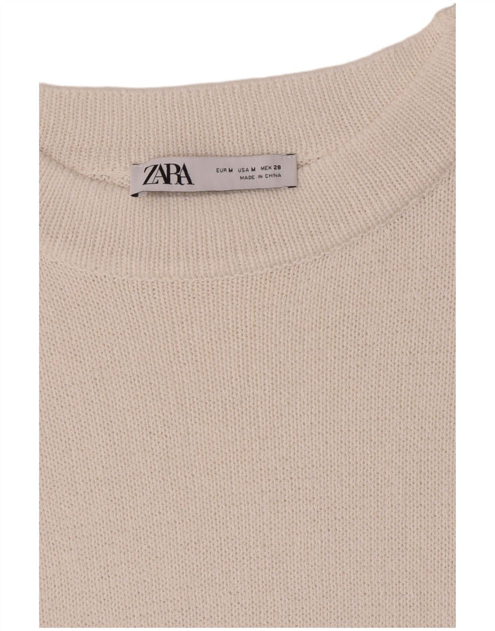 Zara Dame Boat Neck Jumper Sweater UK 14 Medium White